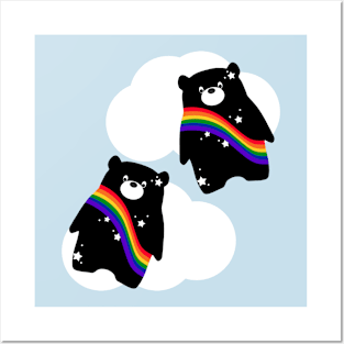 Rainbow bears in the cloud Posters and Art